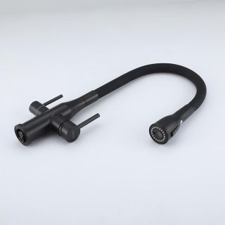 Смеситель для кухни Gappo G4399-66 с гибким изливом и подключением фильтра питьевой воды чёрный